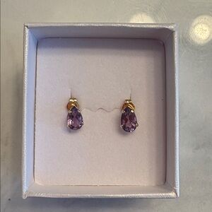 Elegant 14k Gold and Amethyst Teardrop Earrings